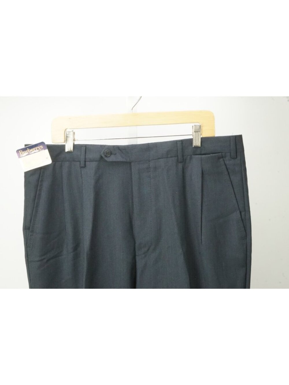 Burberry London Solid Blue 100% Wool Mens Dress Pants Sz 56 EU BRAND NEW